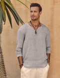 Coofandy Linen Style Simple Long-sleeved Shirt