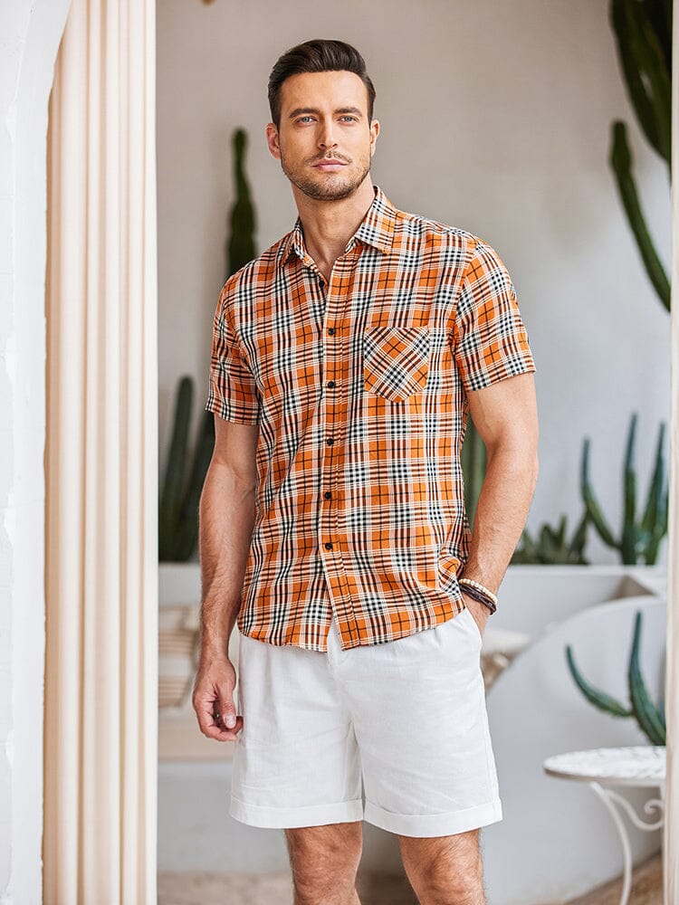 Casual Short Sleeve Plaid Shirt (US Only)