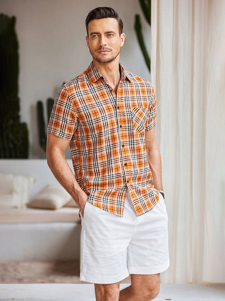 Casual Short Sleeve Plaid Shirt (US Only)