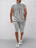 Casual Short Sleeve Sports Tee Set