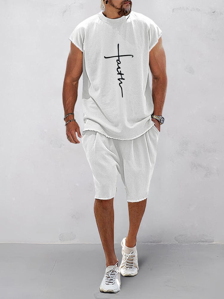 Casual Short Sleeve Sports Tee Set