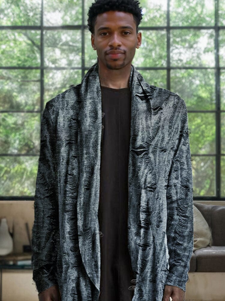 Stylish Shawl Collar Textural Cardigan