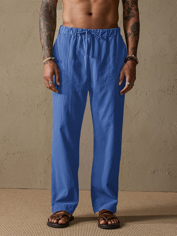 Cotton Linen Style Yoga Pants With Pockets