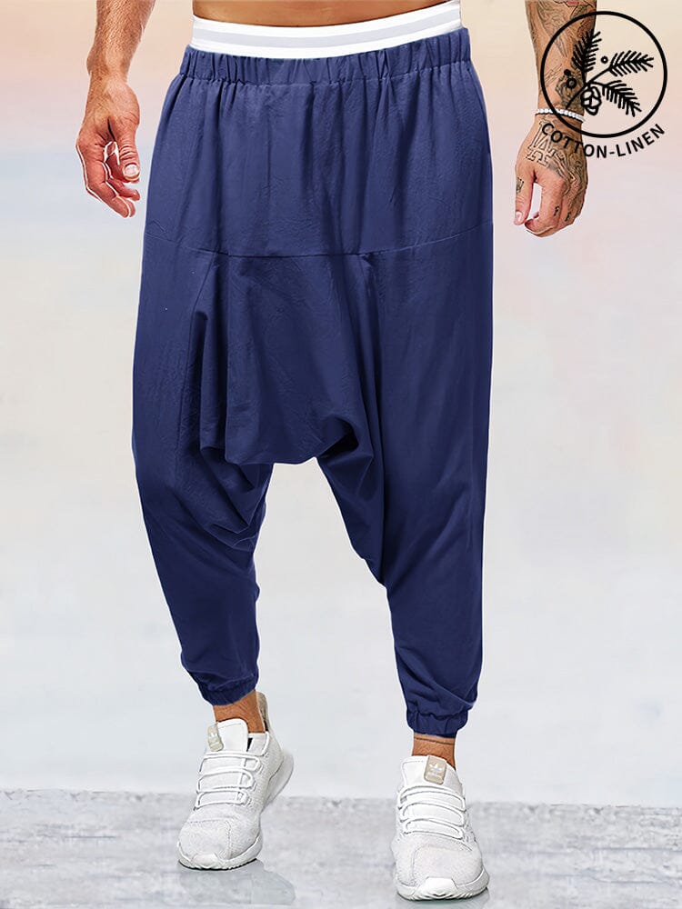 Cotton Linen Solid Color Harem Pants