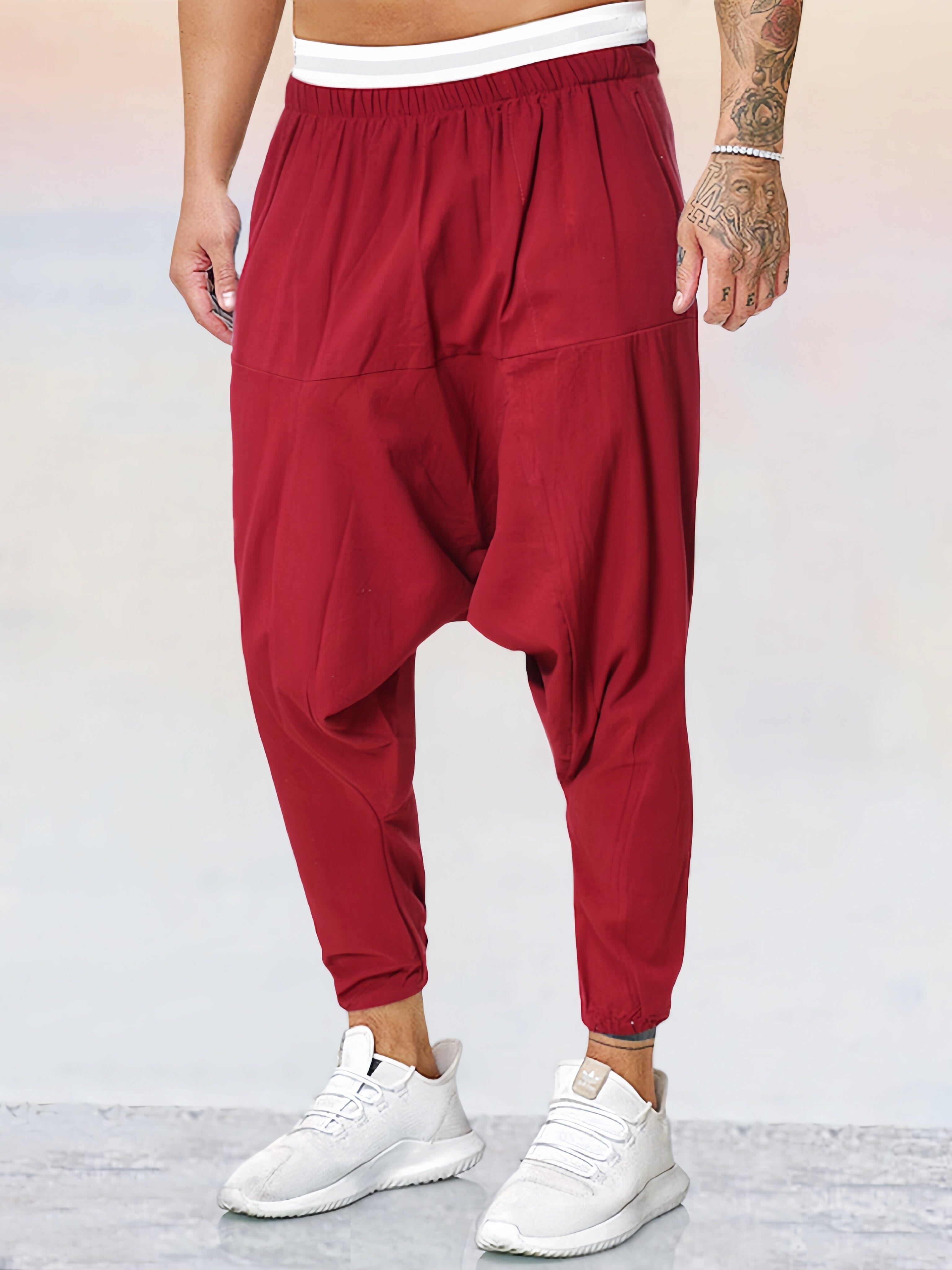 Cotton Linen Solid Color Harem Pants