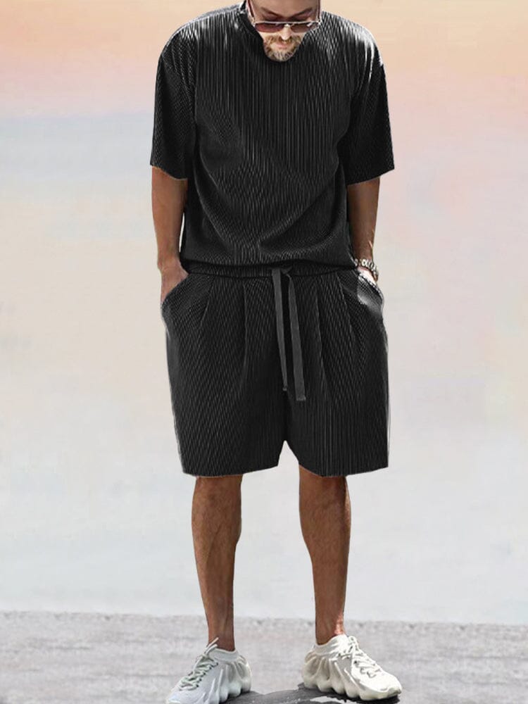 Casual Solid Stretchy Pit Strip Tracksuits Set