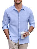Classic Solid Long Sleeve Button Shirt with Chest Pocket (US Only)